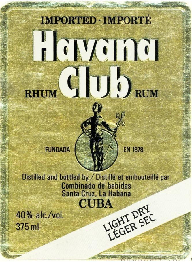Mẫu nhãn hiệu Havana Club RHUM RUM IMPORTED-IMPORTé CUBA LIGHT DRY Léger sec