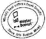 Mẫu nhãn hiệu MISTER DONUT-WORLD'S BEST COFFEE & FRESH DONUTS-SINCE 1955 Boston Mass