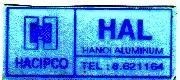 Mẫu nhãn hiệu HACIPCO HAL.