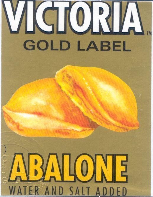Mẫu nhãn hiệu VICTORIA GOLD LABEL ABALONE WATER AND SALT ADDED TM