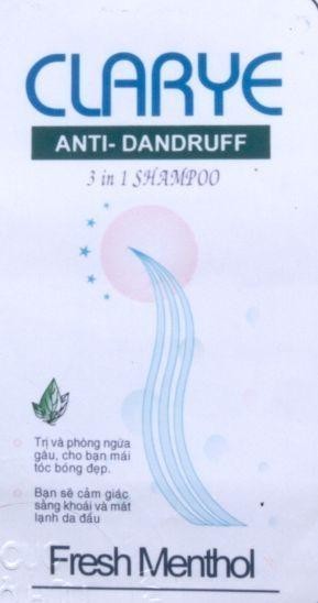 Mẫu nhãn hiệu CLARYE ANTI- DANDRUFF 3 in 1 SHAMPOO Fresh Menthol