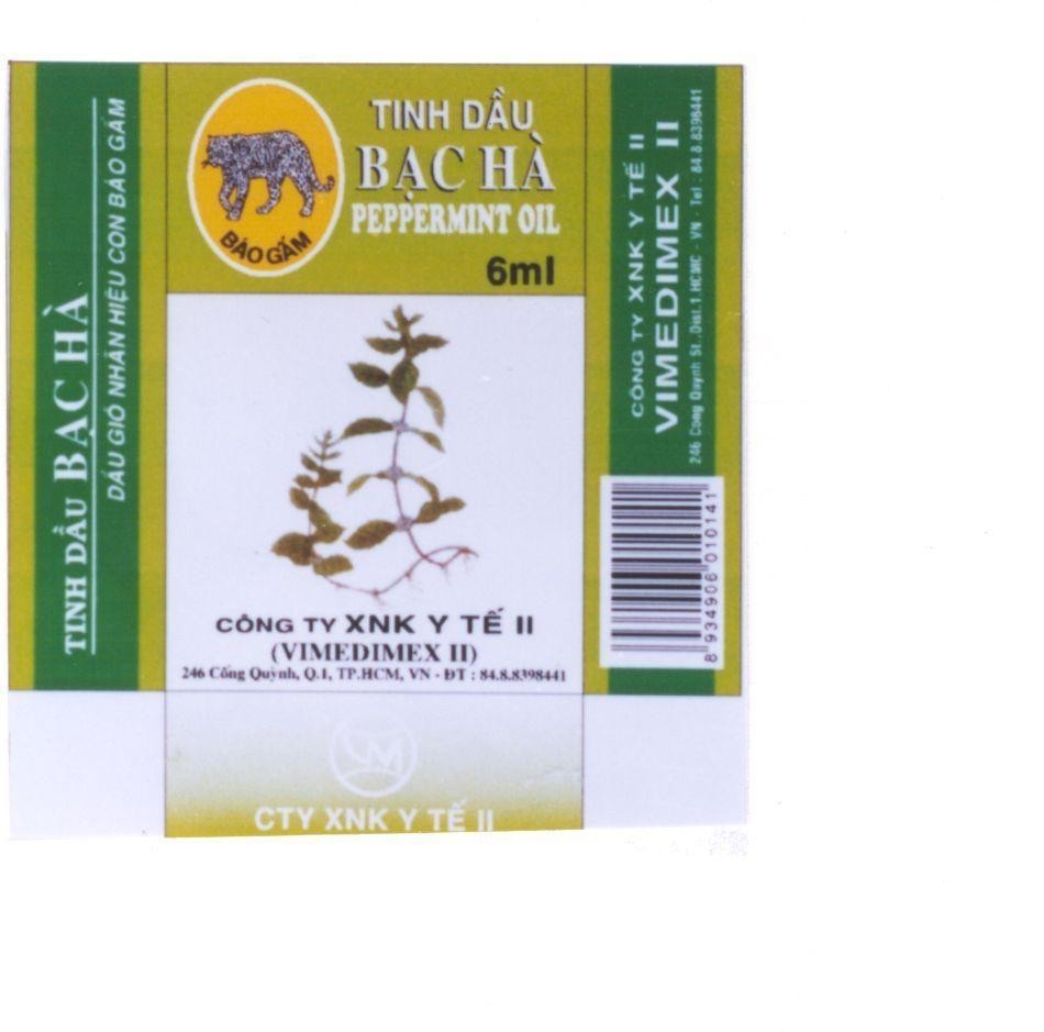 Mẫu nhãn hiệu VIMEDIMEX TINH DầU BạC Hà PEPPERMINT OIL