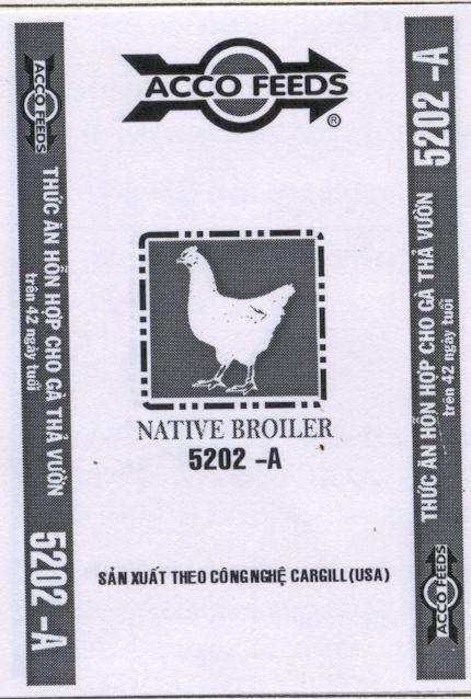 Mẫu nhãn hiệu CARGILL A ACCO FEEDS NATIVE BROILER 5202-A