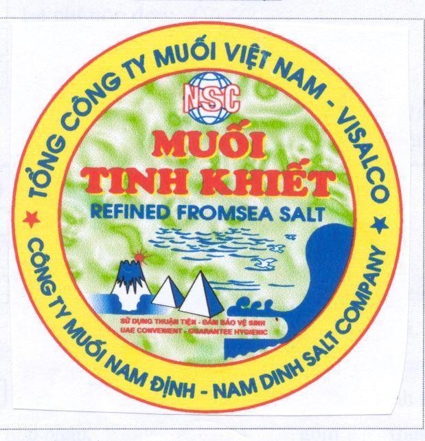 Mẫu nhãn hiệu Muối tinh khiết TONG CONG TY MUOI VIET NAM VISALCO REFINED FROMSEA SALT CONG TY NAM DINH