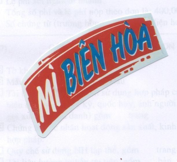 Mẫu nhãn hiệu Mì Biên Hoà