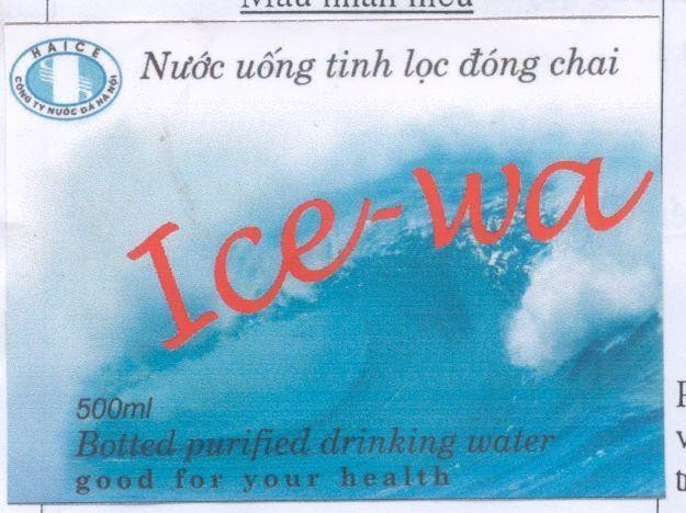 Mẫu nhãn hiệu ICE-WA HAICE CONG TY NUOC DA HA NOI NUOC UONG TINH LOC DONG CHAI