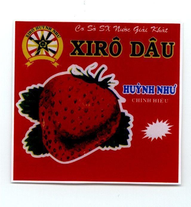 Mẫu nhãn hiệu XIRO DâU SAO MAI Huỳnh Như Chính Hiệu CO SO SX NUOC GIAI KHAT