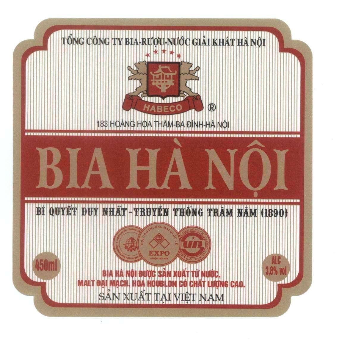 Mẫu nhãn hiệu BIA HA NOI HABECO Tổng công ty bia-rượu-nước giải khát Hà Nội