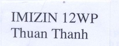 Mẫu nhãn hiệu IMIZIN 12WP THUAN THANH