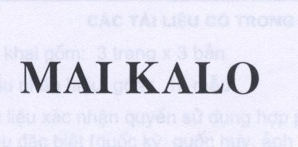 Mẫu nhãn hiệu MAI KALO
