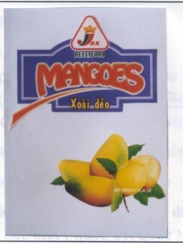 Mẫu nhãn hiệu JAK DELTAFOOD MANGOES XOAI DEO