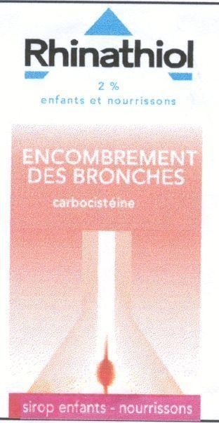 Mẫu nhãn hiệu RHINATHIOL 2% ENFANTS ET NOURRISSONS ENCOMBREMENT DES BRONCHES H CARBOCISTEINE