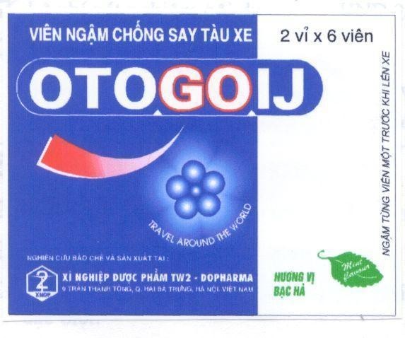 Mẫu nhãn hiệu OTOGOIJ Viên ngậm chống say tàu xe XN DUOC PHAM TW 2 DOPHARMA TRAVEL AROUND THE WORLD HUONG VI BAC H