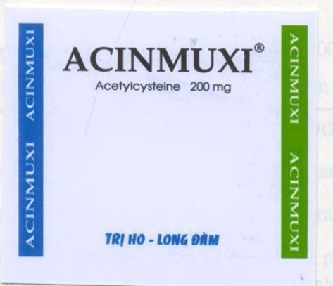 Mẫu nhãn hiệu ACINMUXI ACETYLCYSTEINE 200 MG TRI HO LONG DAM