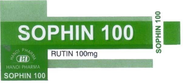 Mẫu nhãn hiệu SOPHIN 100 RUTIN 100mg PMHN PM HN PA HANOI PHARMA