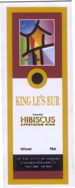 Mẫu nhãn hiệu KING LE'S EUR VANG HIBISCUS APPETIZING WINE