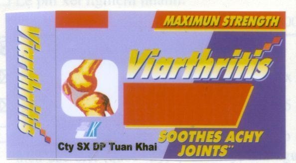 Mẫu nhãn hiệu VIARTHRITIS TUAN KHAI TK SOOTHES ACHY JOINTS MAXIMUN STRENGTH