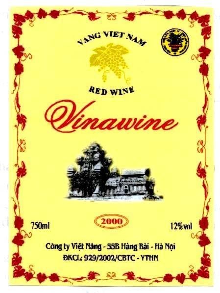 Mẫu nhãn hiệu VINAWINE VIET NAM RED WINE VANG