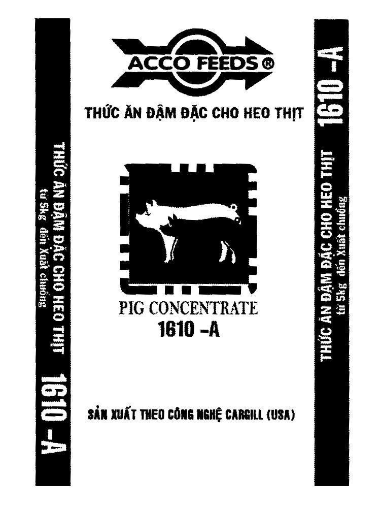 Mẫu nhãn hiệu CARGILL ACCO FEEDS PIG CONCENTRATE 1610-A