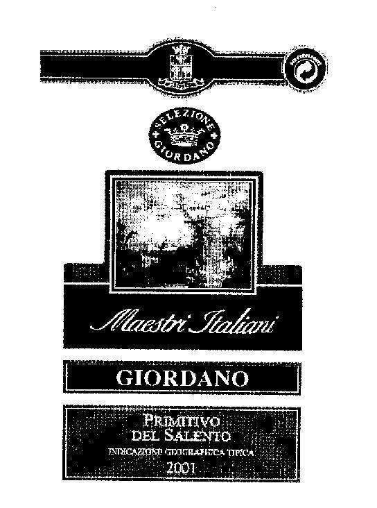Mẫu nhãn hiệu GIORDANO MAESTRI ITALIANI PROMITIVO DEL SALENTO
