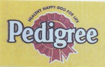 Mẫu nhãn hiệu PEDIGREE HEALTHY HAPPY DOG FOR LIFE