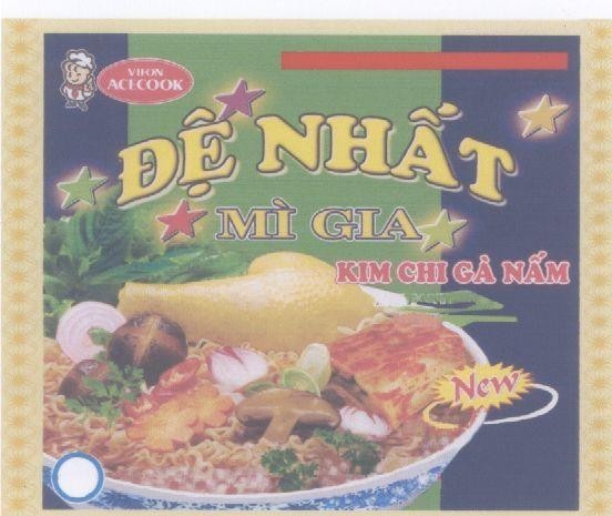 Mẫu nhãn hiệu VIFON ACECOOK Đệ NHấT Mì GIA KIM CHI Gà NấM