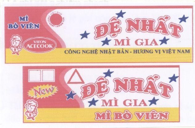 Mẫu nhãn hiệu VIFON ACECOOK Đệ Nhất Mì Gia Mì Bò Viên