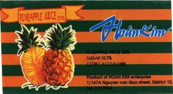 Mẫu nhãn hiệu Hoàn Kim PINEAPPLE JUICE