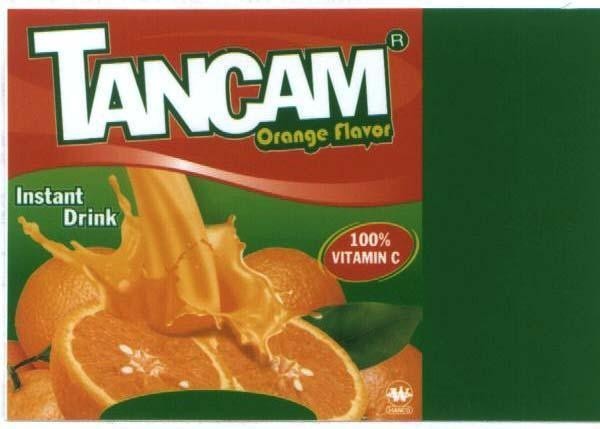 Mẫu nhãn hiệu TANCAM ORANGE FLAVOR INSTANT DRINK