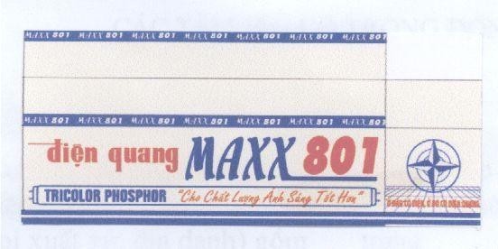 Mẫu nhãn hiệu MAXX Điện Quang 801 TRICOLOR PHOSPHOR CHO CHAT LUONG ANH SANG TOT HON