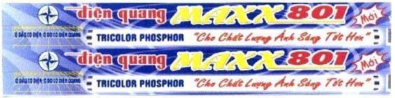Mẫu nhãn hiệu MAXX Điện Quang 801 TRICOLOR PHOSPHOR CHO CHAT LUONG ANH SANG TOT HON