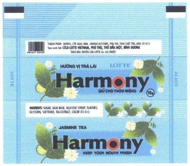 Mẫu nhãn hiệu LOTTE HARMONY HUONG VI TRA LAI GIU CHO THOM MIENG
