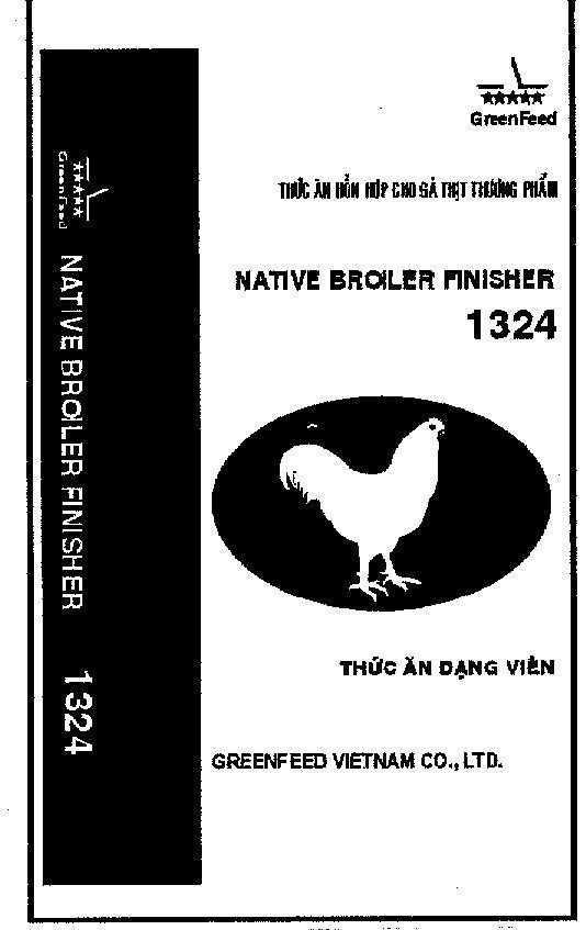 Mẫu nhãn hiệu GreenFeed NATIVE BROILER FINISHER 1324 GREENFEED VIETNAM CO., LTD Thức ăn hỗn hợp cho gà thịt Thương Phẩm Thức ăn dạng