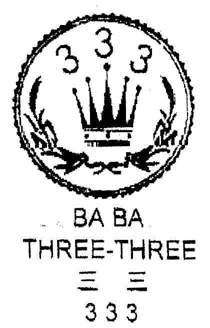 Mẫu nhãn hiệu 333 BA BA THREE THREE SAN SAN