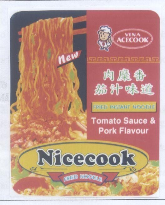 Mẫu nhãn hiệu VINA ACECOOK NICECOOK FRIED INSTANT NOODLE