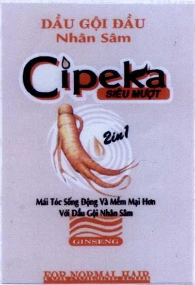 Mẫu nhãn hiệu Dầu Gội Đầu Nhân Sâm CIPEKA SIEU MUOT 2IN1