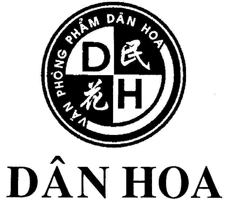 Mẫu nhãn hiệu VăN PHòNG PHẩM DÂN HOA D H DÂN HOA MINH HUA