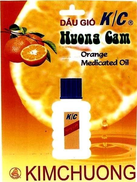 Mẫu nhãn hiệu DAU GIO K/C HUONG CAM K/C ORANGE MEDICATED OIL KIM CHUONG