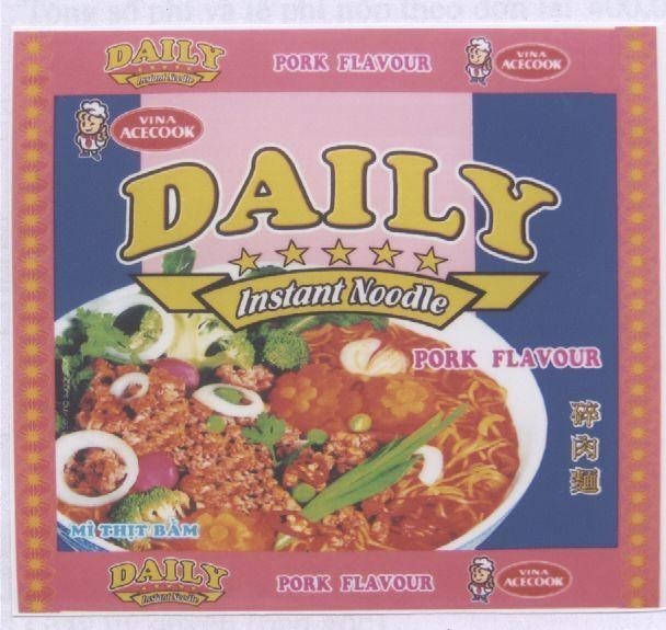 Mẫu nhãn hiệu DAILY VINA ACECOOK INSTANT NOODLE PORK FLAVOUR MI THIT BAM CUI ROU MIAN