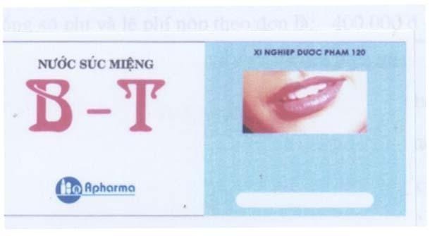 Mẫu nhãn hiệu NƯớC SúC MIệNG B-T APHARMA Xí NGHIệP DƯợC PHẩM120