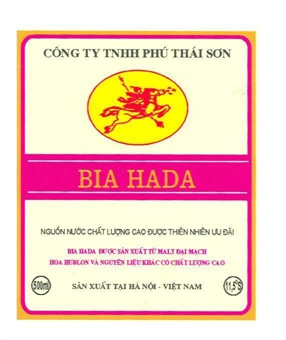 Mẫu nhãn hiệu BIA HADA NHA MAY BIA THANG LONG HA NOI