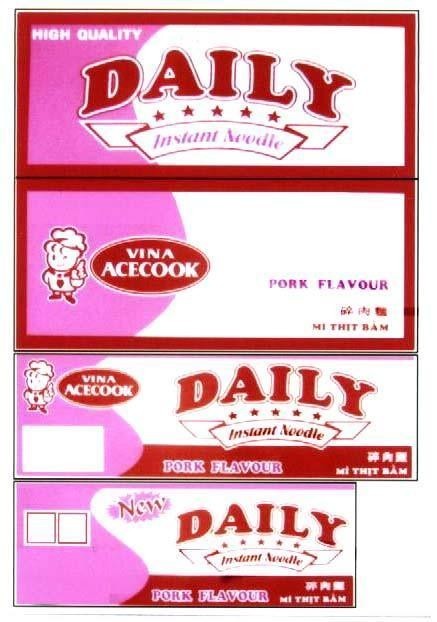 Mẫu nhãn hiệu HIGH QUALITY DAILY INSTANT NOODLE VINA ACECOOK PORK FLAVOUR