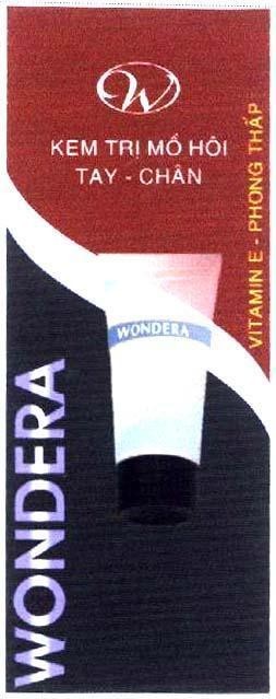 Mẫu nhãn hiệu W WONDERA KEM TRị Mồ HÔI TAY - CHÂN VITAMIN E PHONG THấP
