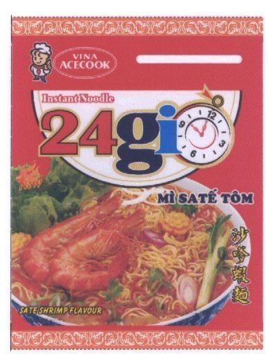 Mẫu nhãn hiệu VINA ACECOOK 24 GIờ Mì SA Tế TÔM MISATE SATE SHRIMP FLAVOUR