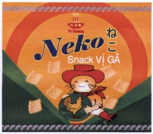 Mẫu nhãn hiệu NEKO CON MEO VI HUONG SNACK Vị Gà