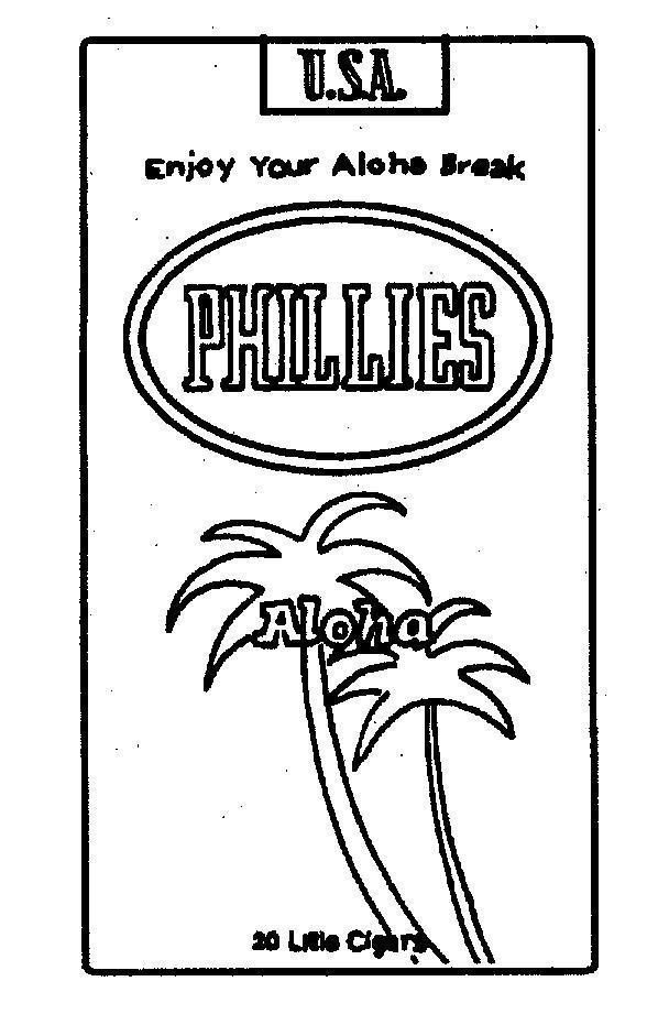 Mẫu nhãn hiệu PHILLIES ALOHA ENJOY YOUR ALOHA BREAK U.S.A