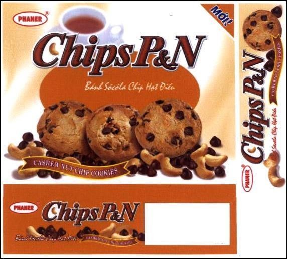 Mẫu nhãn hiệu PHANER CHIP P&N Bánh Sôcôla CHIP Hạt Điều CASHEW NUT COOKIES