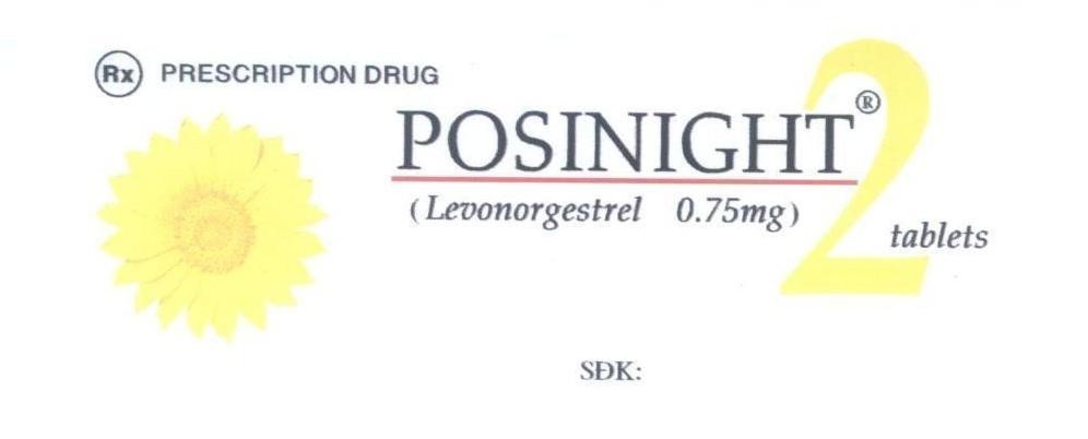 Mẫu nhãn hiệu POSINIGHT2 PRESCRIPTION DRUG Levonorgestrel RX 0.75 mg