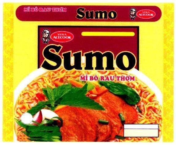 Mẫu nhãn hiệu SUMO Mì Bò Rau Thơm VINA ACECOOK