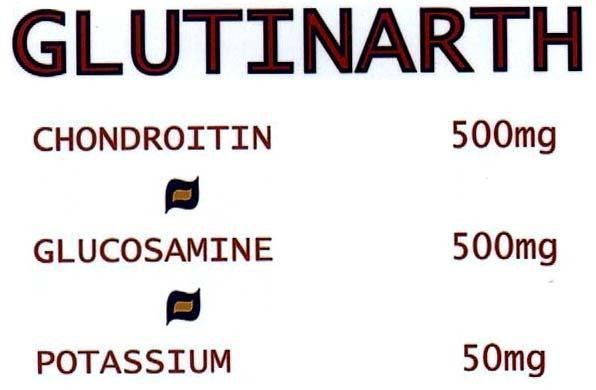 Mẫu nhãn hiệu GLUTINARTH CHONDROITIN GLUCOSAMINE POTASSIUM 500MG